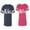 Men Navy / Women Pink, variant on The King The Queen Unisex Couple Matching Cotton Jersey style T-Shirt Contrasting stripes on sleeves (Men Navy / Women Black) (Men S / Women S)