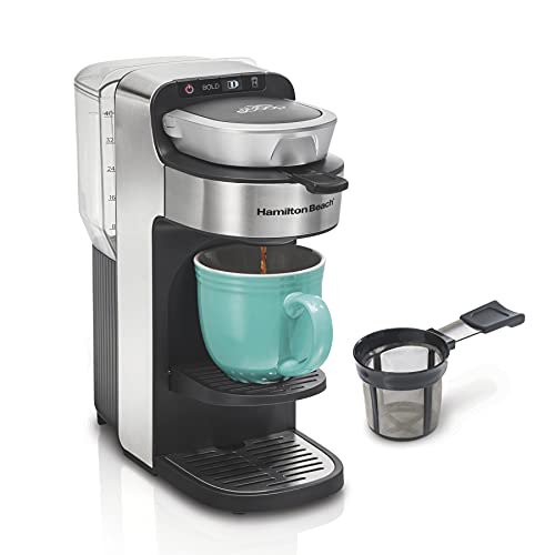 Hamilton Beach The Scoop Cafetera de una sola porción y cafetera de tierra rápida para tazas de 8 a 14 onzas, cervezas en minutos, depósito extra&iacut Hamilton Beach NA