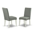 thumbnail image 3 of East West Furniture AMDR3-LWH-07 3 Piece Kitchen Table Set Consists of 1 Modern Dining Table and 2 Grey Linen Fabric Dining Chairs with High Back - Linen White Finish, 3 of 10