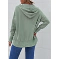 thumbnail image 5 of Sidefeel Hoodie for Women Tunic Pullover Oversized Button Down Henley Sweatshirts V Neck Hooded Tops Green-109 M, 5 of 9