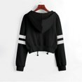 thumbnail image 3 of HSHDLDF Sweat à Capuche Court à Manches Longues Zippé Rayé pour Femmes Veste Décontractée à Cordon de Serrage, 3 of 4