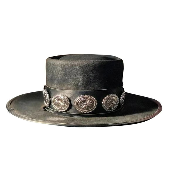 ¡Rebajas! Sombreros vaqueros Fdelink. Sombrero de copa de lana de color liso. Sombrero de copa de lana pura. Sombrero negro.