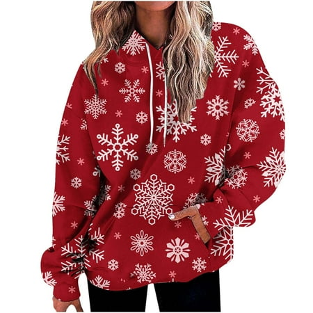 

Christmas Sweaters for Women Womens Fall Fashionss Casual Crew Neck Long Sleeve Christmas Print Loose Pullover Hoodie Sweaters for Women Christmas Pajamas for Family Office Women s Blouses/Tops