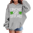 thumbnail image 4 of IWRICH St. Patrick's Day Hoodies for Girls Pinches Get Stitches Printed Shamrock Sweatshirts Saint Patrick's Tops,Size 3-14 Years Grey 130, 4 of 4