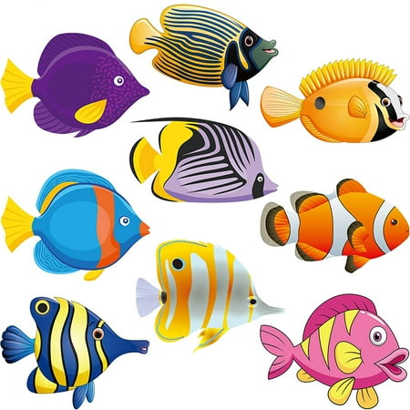 45 Pieces Fish Cut-Outs Paper Colorful Classroom Decoration Tropical ...