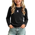 thumbnail image 2 of PureCasa Toddlers Baby Girls Basic Shirts Turtleneck T-Shirt Tops Cotton Lettuce Edge Trim Long Sleeve Cute Print Toddler Girl Clothes, 2 of 7