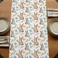 thumbnail image 5 of Happy Easter Table Runner, Spring Bunny Colorful Eggs Carrots Leaves Washable Cotton Linen Table Runners 72 Inches Long, Dresser Scarf Runner for Dining/Coffee/Kitchen/TV Stands/Cabinets 13''x72'', 5 of 9