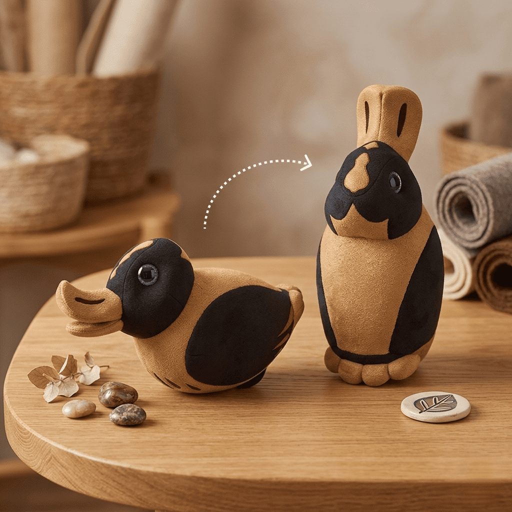 The Rabbitduck Plush Optical Illusion Stuffed Animals, Ambiguous Rabbit Duck Toys, Unique Plushies for Mystery Fans & Office Decor