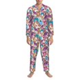 thumbnail image 3 of Naloa Watercolor Owl Men’s Pajamas Set - Long Sleeve Button Down Sleep Shirt and Pajama Bottoms Sleepwear Set-Medium, 3 of 7