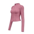 thumbnail image 5 of Dwellite Womens Cropped Workout Jackets Full Zip Up Slim Fit Lightweight Athletic Quick Dry Tops with Thumb Holes Hot Pink 3XL, 5 of 6