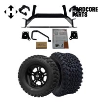 Hardcore Parts 6" Drop Axle Lift Kit for EZGO TXT/PDS (2001.5-2013) Electric Golf Cart with 12" Black 'DARKSIDE' Wheels and 23"x10.5"-12" All-Terrain tires