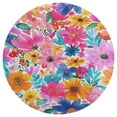 thumbnail image 3 of Floral Colorful Flower Floral Medallion Round Rug - Small Round Area Rug, Soft Non-Slip Machine Washable Bedroom Mat Indoor Accent Entry Carpet for Office Desk Dorm Hallway, 3 of 6