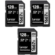 Lexar LSD128CBNA1667 Professional SDHC / SDXC 1667x UHS-II 128GB Memory Card (3-Pack)