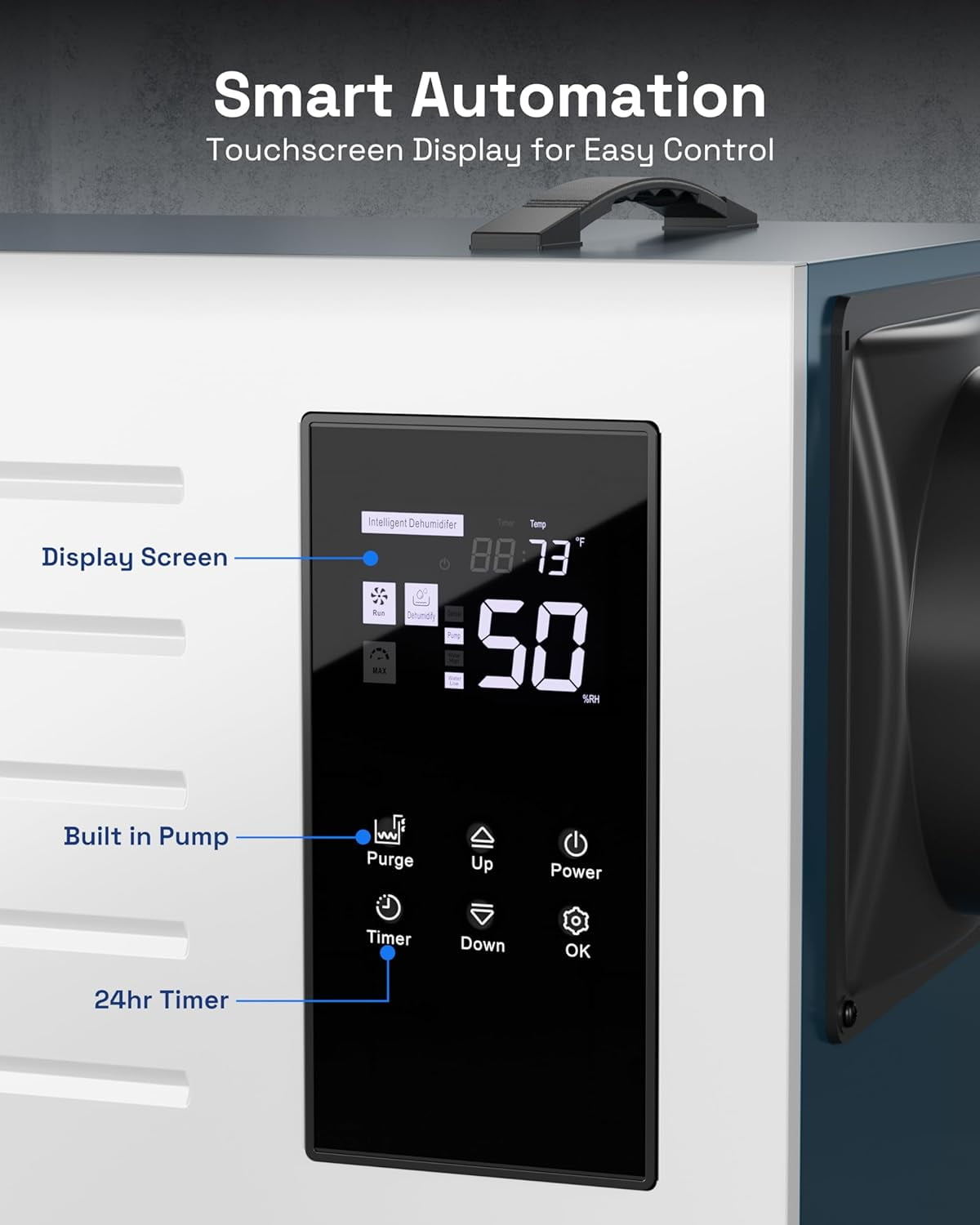 HBN 125 Pints Commercial Dehumidifier with Pump and Drain Hose, Industrial Dehumidifier for Basement and Crawl Space up to 6500 Sq. Ft, Large Capacity, Built-in 24-Hour Timer