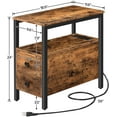 thumbnail image 5 of HOOBRO End Table with Charging Station, Narrow Side Table with 2 Drawer & USB Ports & Power Outlets, Nightstand for Small Spaces, for Living Room, Bedroom, Rustic Brown and Black BF541BZ01, 5 of 14