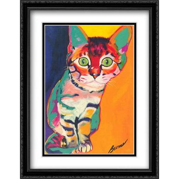 Tiger 2x Matted 22x28 Large Black Ornate Framed Art Print by Ron Burns