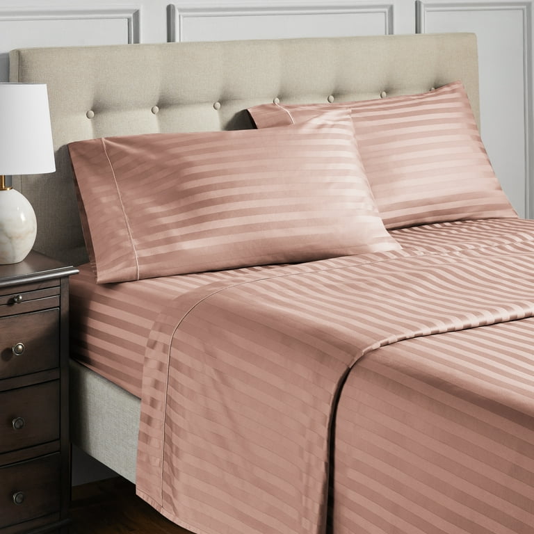 Free Shipping! Hotel Style 4-Piece 600 Thread Count Rose Stripe Egyptian  Cotton Bed Sheet Set, Queen - Deep Pocket - Walmart.com