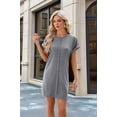 thumbnail image 6 of Womens Summer T Shirt Dress Casual Cap Sleeve Crewneck Loose Shift Mini Dresses Light Gray XL, 6 of 9
