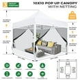 thumbnail image 5 of HOTEEL 10x10 Heavy Duty Canopy Tent, Pop up Canopies with Netting Screened ,Waterproof Ez up Canopy with Sidewalls, Outdoor Instant Party Tent for Backyard,White, 5 of 9