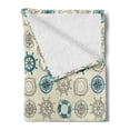 thumbnail image 2 of Compass Soft Flannel Fleece Blanket, Marine Themed Doodle Art Vintage Inspirations Traveling Exploration Cruise Pattern, Cozy Plush for Indoor and Outdoor Use, 70" x 90", Beige Teal, by Ambesonne, 2 of 5