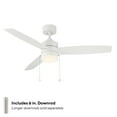 thumbnail image 2 of Atlantis Indoor and Outdoor 3-Blade Pull Chain Ceiling Fan 52in Matte White with 3000K LED Light Kit, 2 of 6
