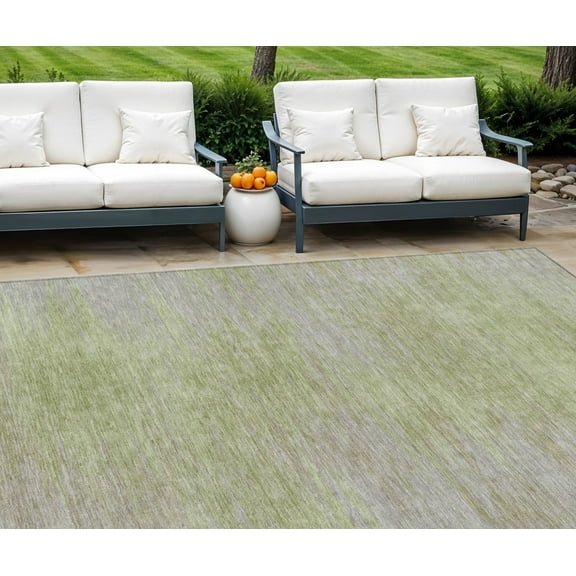 8' X 10' Sage And Artichoke Green Abstract Washable Indoor Outdoor Area Rug