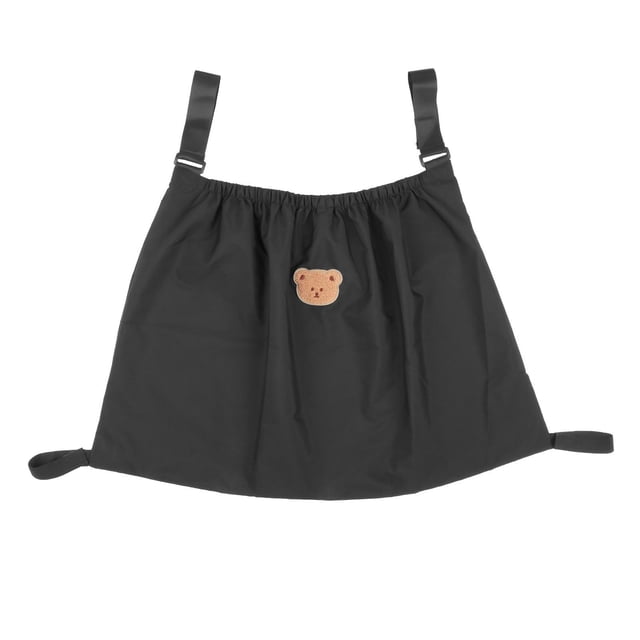Sac de Rangement Suspendu pour Console Parentale Porte-Gobelet Sangle Ajustable Ours Noir