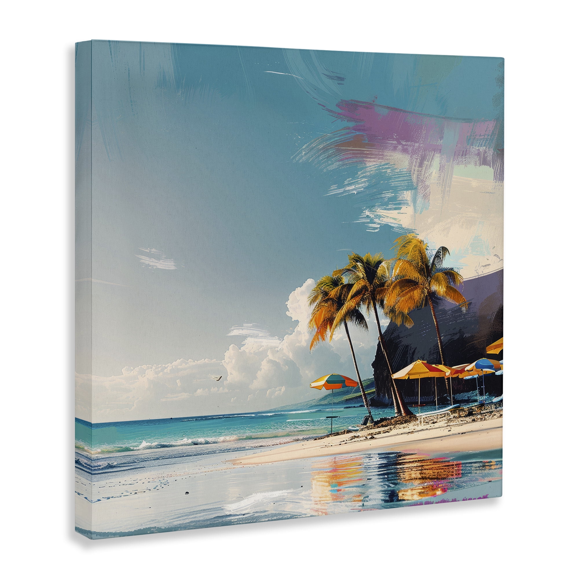 Stupell Industries Contemporary Shoreline Bliss Nautical & Beach Painting Wrapped Canvas Art Print Wall Art, 17 x 17