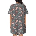 thumbnail image 3 of Bixox Women's Hedgehogs and Flowers1 Printed Pajama Set 2 Piece Lounge Set Top and Shorts Soft Pajamas, Shorts with Pockets, 3 of 7
