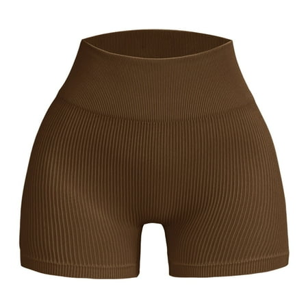 WNVMWI Womens Shorts High Waisted Shorts for Women Cotton Shorts Women Workout Sport Seamless Ribbed Shorts Yoga Outfits Pants Casual Shorts Hot Pants Workout Bottoms Jean Short Coffee Womens Jea S