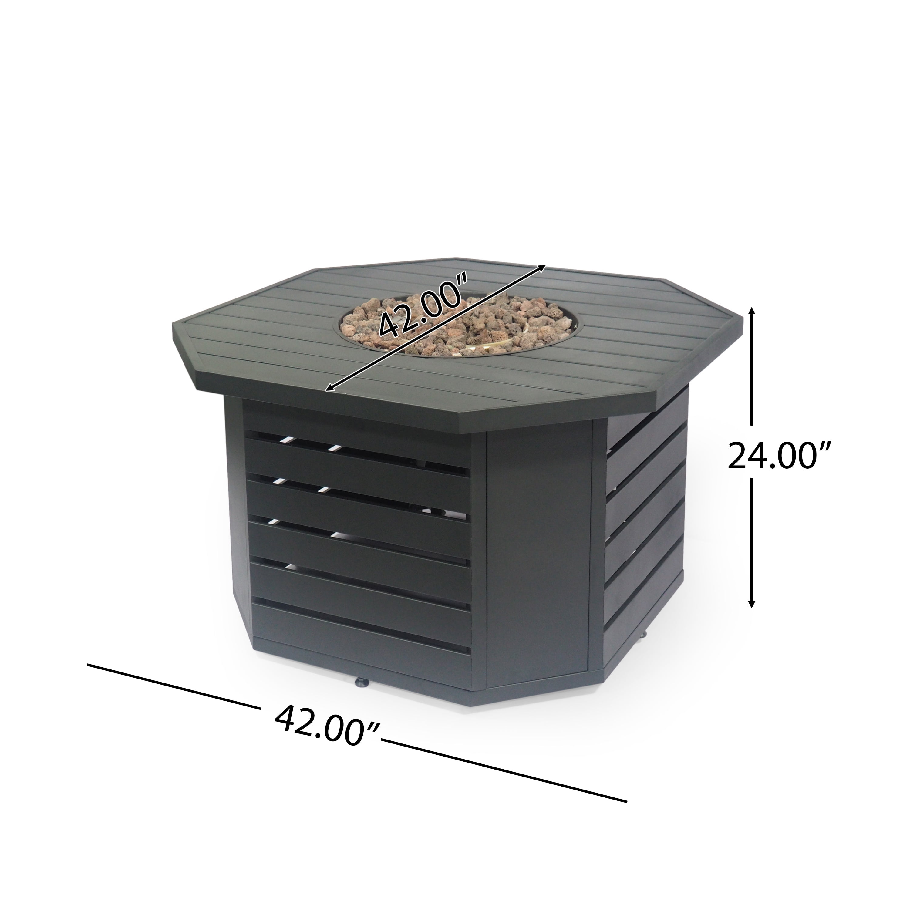 GDF Studio Firth Outdoor 50,000 BTU Octagonal Fire Pit, Matte Black