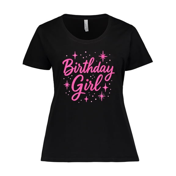 Inktastic Neon Pink Birthday Girl Party Shirt Women's Plus Size T-Shirt