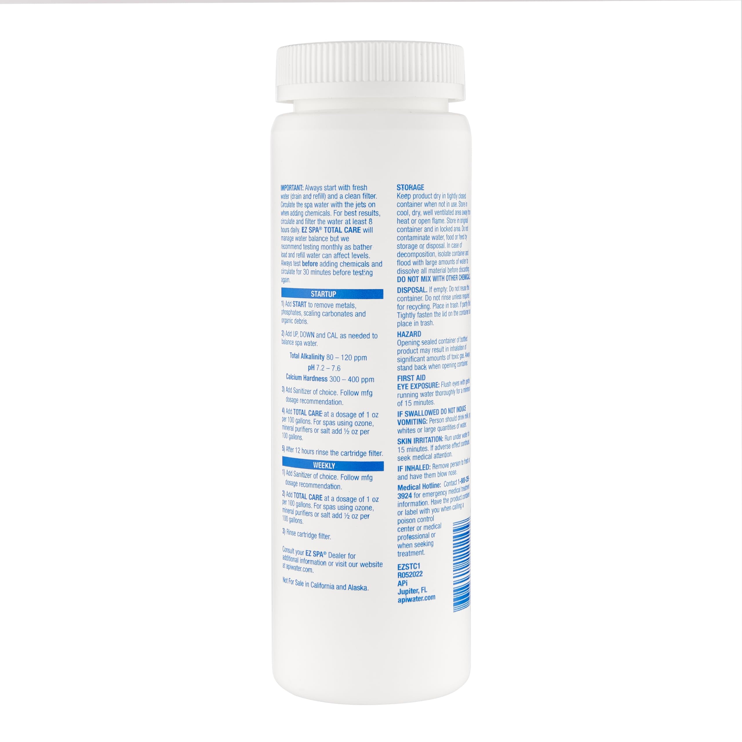 EZ Spa Total Care 1 lb + QueBuy Pool Log Book - Weekly Hot Tub & Spa Water Treatment Blend