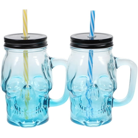 

PATKAW 2Pcs Halloween Skull Gradient Glass Cup Wine Glasses Drink Milk Cup (500ML)