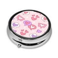 thumbnail image 2 of ZICANCN Round Pill Box Organizer with 3 Compartment, Pink Candy Love Heart Portable Travel Pill Cases for Pocket or Purse, 2 of 6