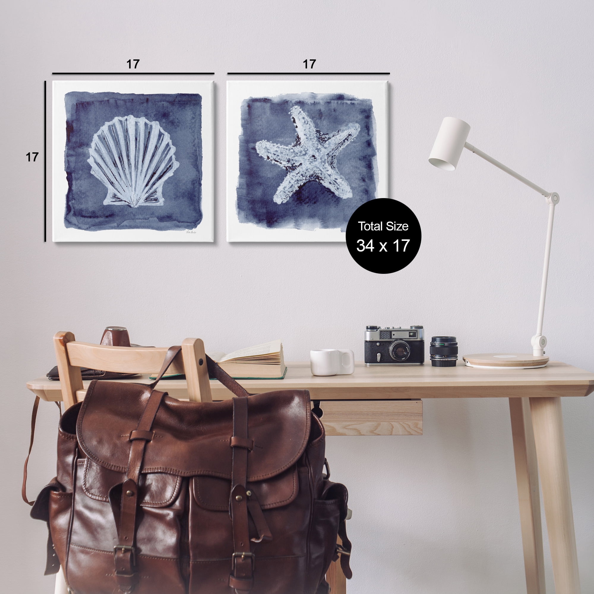 Stupell Industries Shell & Starfish Impressions Nautical & Beach Painting Wrapped Canvas Art Print Wall Art, 17 x 17, Set of 2