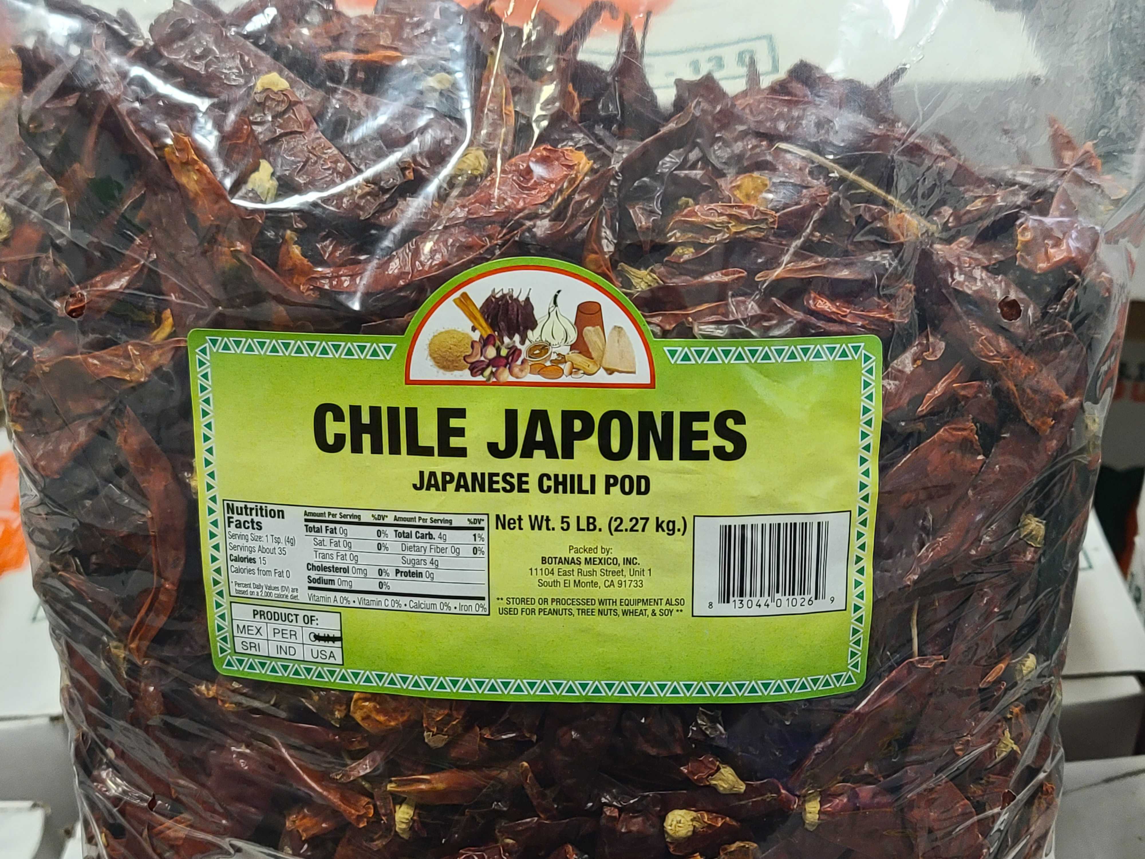 Chile Japones Japanese Chili Pods 5lb Bag Dried Chiles Bulk