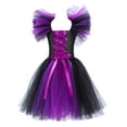thumbnail image 4 of ibiyuan Halloween Girls Ruched Dresses Ruffled Sleeves Baby Halloween Outfit Pumpkin Letter Print Kids Clothes Contrast Lace Tutu Wedding Birthday Party Dresses, 4 of 9
