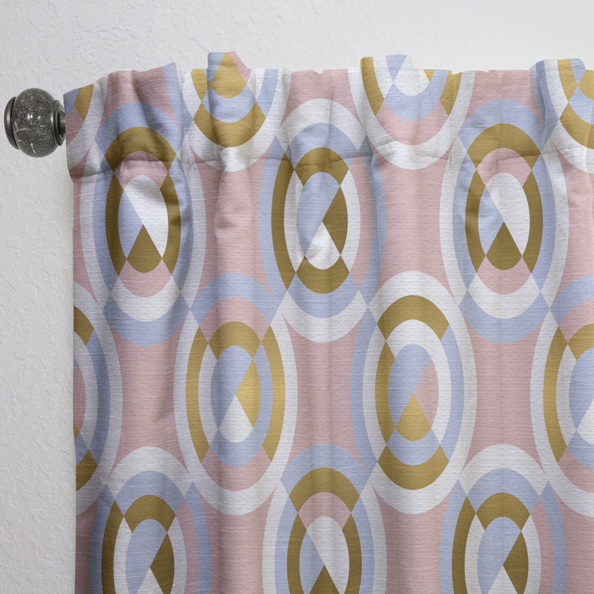 Designart 'Circular Geometric Shapes Retro pattern I' Mid-Century Modern Curtain Panel