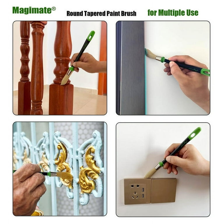 Magimate Small Paint Brushes for Touch Ups, Trim Stain Brushes for Sash,  Baseboards, House Wall Corners and Art Application, Multi-Pack of 2 Sizes