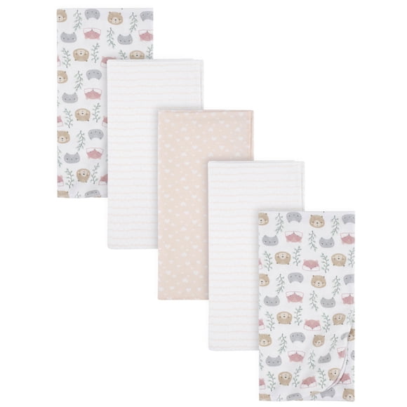 Gerber Set 5 mantas algodón rosa blanco suaves bebé recién nacido OEKO-TEX