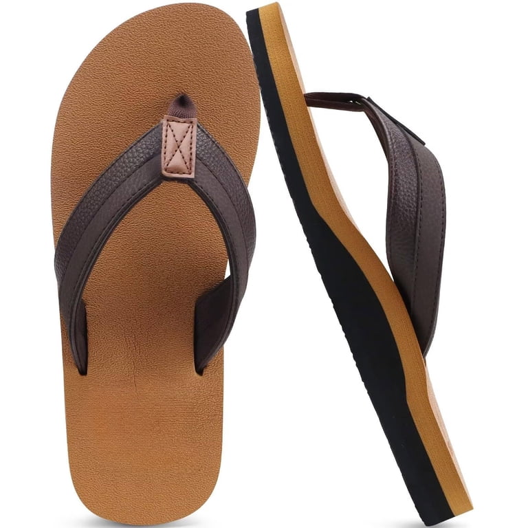 JIAHONG Mens Flip Flops Yoga Mat Leather Flip Flops with  display picture 1