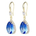 thumbnail image 6 of Linawe 14K Gold Plated Blue Earrings for Women Trendy, Dangle Diamond Wedding Earrings, Drop Chandelier Rhinestone Cubic Zirconia Crystal Teardrop Earrings, Aquamarine Set, 6 of 7