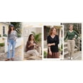 thumbnail image 6 of Fantaslook Color Block Sweaters for Women V Neck Pullover Lightweight Sweaters Long Sleeve Tops Fall Fashion Clothes, 6 of 7