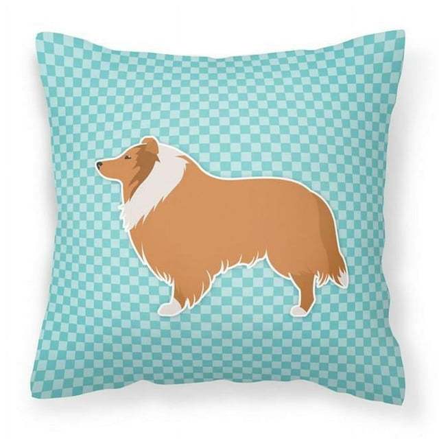 Carolines Treasures BB3716PW1818 Collie Checkerboard Blue Fabric Decorative Pillow