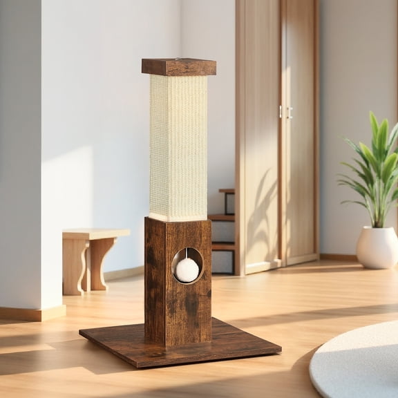 FEANDREA Poste de Rascado para Gatos, 73 cm, Rascador de Sisal, Marrón Rústico