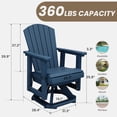 thumbnail image 4 of LOYALICE Adirondack Swivel Glider Chair, HDPE Resin Rocking Glider Chair, Navy Blue, 4 of 8