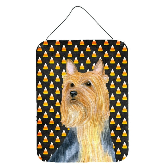 Silky Terrier Candy Corn Halloween Portrait Wall or Door Hanging Prints