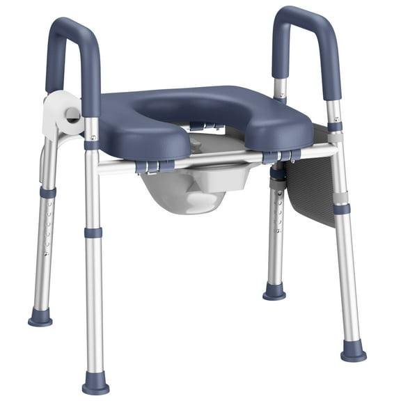 KEKOY Bedside Commode for Seniors, Commode Chair with Arms and Padded Seat , FSA HSA Eligible 400lb Easy Assembly Toilet Chair , Adjutable Raised Toilet Seat with Handles