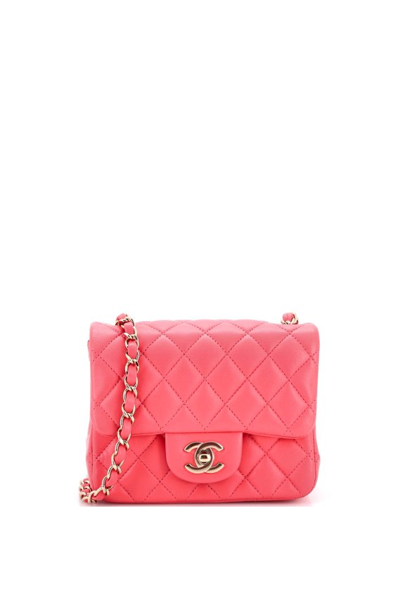 Pre-Owned Square Classic Single Flap Bag Quilted Lambskin Mini By Rebag